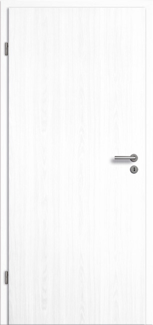 Zimmertür CPL Esche weiß deckend mit Zarge, 1985 mm x 610 mm, WST 240 mm, rechts