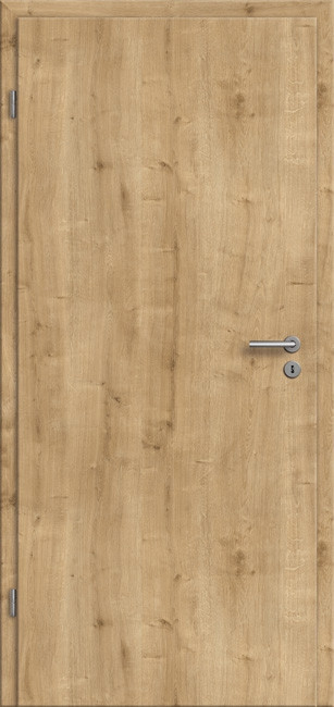 Zimmertür mit Zarge CPL Eiche astig längs, 2110 mm x 610 mm, WST 220 mm (WST 215 - 235 mm), rechts