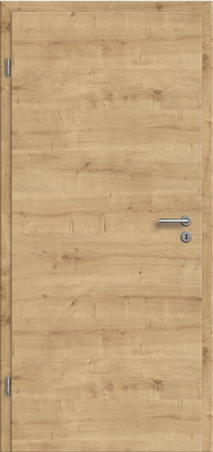 Zimmertür mit Zarge CPL Eiche astig quer, 2110 mm x 985 mm, WST 270 mm (WST 265 - 285 mm), links