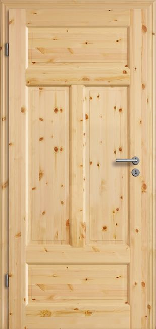 Vollholzprofiltür Svenska 4GAD Kiefer astig roh, EK, 2110 mm x 860 mm links