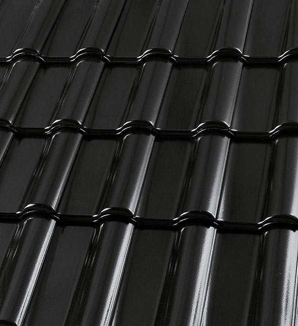 Röben Dachziegel Bari schwarz-matt Glanz-Engobe - Flachdachziegel