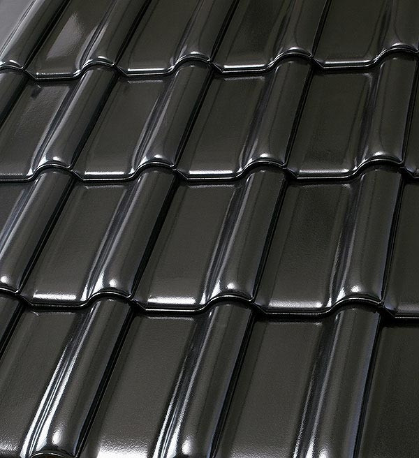 Röben Dachziegel Flandernplus schwarz Glanz-Engobe - Groß-Flachdachziegel