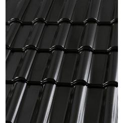 Röben Dachziegel Bari schwarz-matt Glanz-Engobe - Flachdachziegel